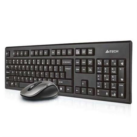 Teclado y Ratón A4 Tech 7100N Qwerty UK Negro Monocromo No Inglés QWERTY Qwerty US