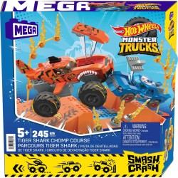 Kit de construcción Hot Wheels Mega Construx - Smash & Crash Shark Race 245 Piezas