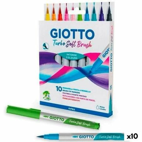 Set de Rotuladores Giotto Turbo Soft Brush Multicolor (10 Unidades)