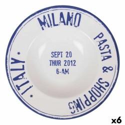 Plato para Pasta Santa Clara Milano Porcelana Ø 28 cm Azul (6 Unidades)