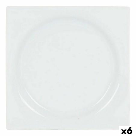 Plato de Postre Inde Zen Porcelana Blanco 18 x 18 x 2,5 cm (6 Unidades)