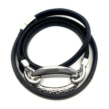 Pulsera Mujer Panarea BR3GN Negro Plata Plateado (52 cm)