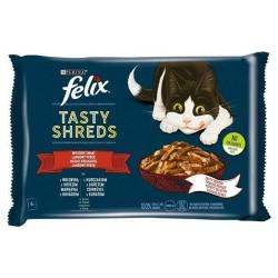 Comida para gato Purina Tasty Shreds Pollo Ternera 4 x 80 g