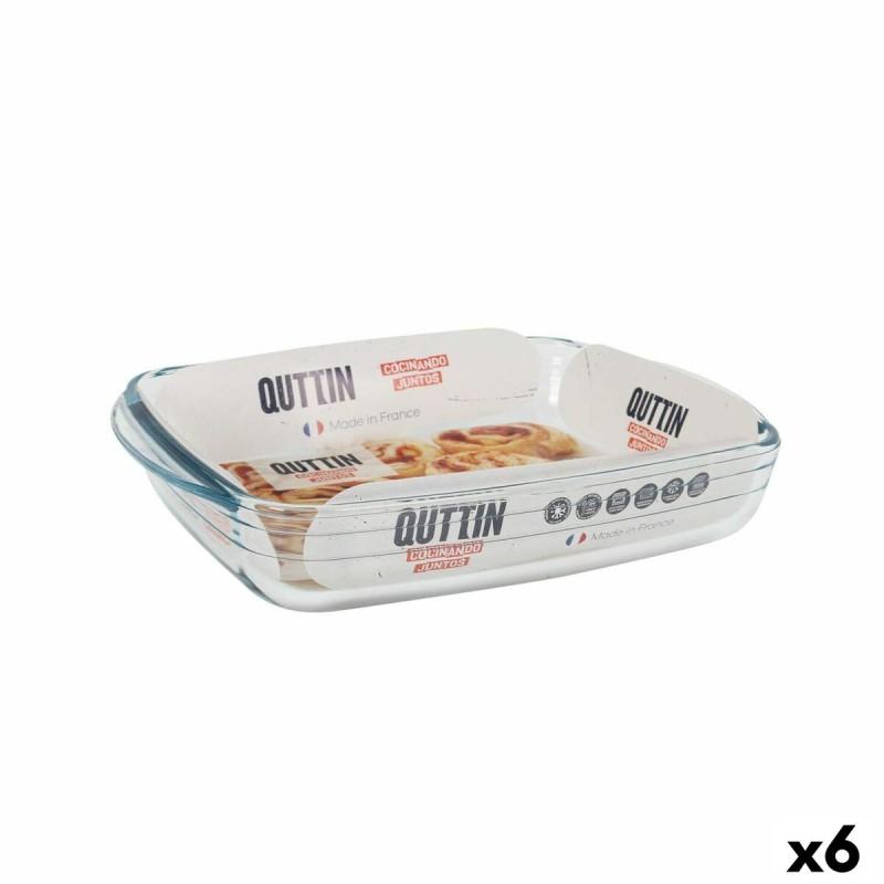 Fuente para Horno Quttin   1,9 L Vidrio Rectangular 28 x 19,9 x 5 cm (6 Unidades)