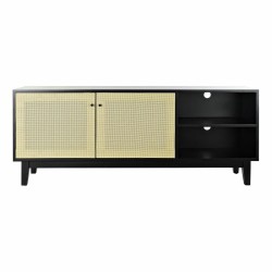 Mueble de TV DKD Home Decor Negro Abeto Ratán (160 x 65 x 38 cm)