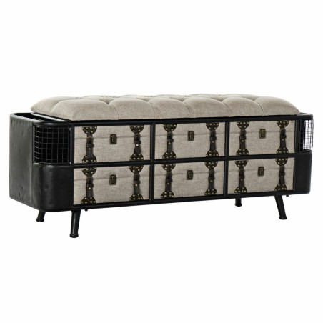 Banqueta DKD Home Decor   120 x 40 x 50 cm Negro Beige Metal Poliuretano