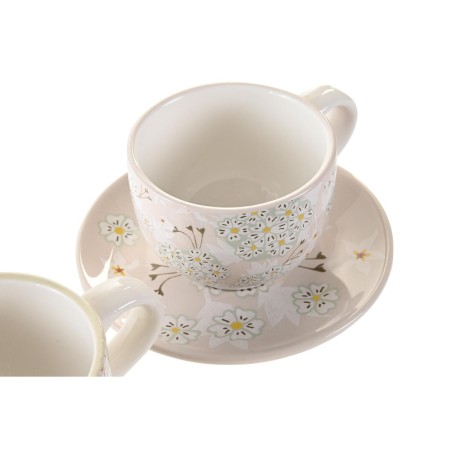 Juego de Tazas de Café DKD Home Decor Verde Beige Metal Dolomita 180 ml