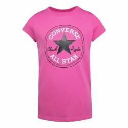 Camiseta de Manga Corta Infantil Converse Timeless Chuck Patch Fucsia