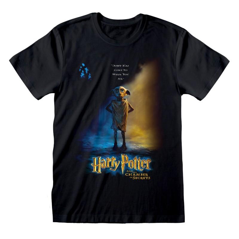 Camiseta de Manga Corta Harry Potter Dobby Poster Negro Unisex