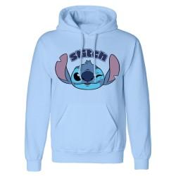 Sudadera con Capucha Unisex Stitch Cute Face Azul