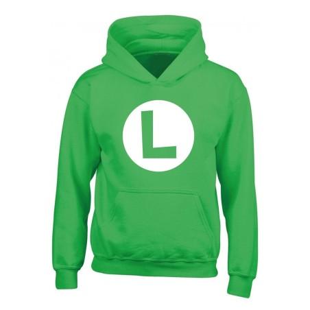 Sudadera con Capucha Unisex Super Mario Luigi Badge Verde