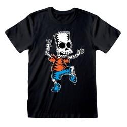 Camiseta de Manga Corta The Simpsons Skeleton Bart Negro Unisex