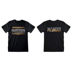 Camiseta de Manga Corta The Mandalorian Row of Helmets Negro Unisex