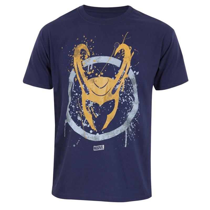 Camiseta de Manga Corta Marvel Splatter Logo Azul Unisex