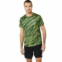 Camiseta de Manga Corta Hombre Asics Core All Over Print Ss  Verde