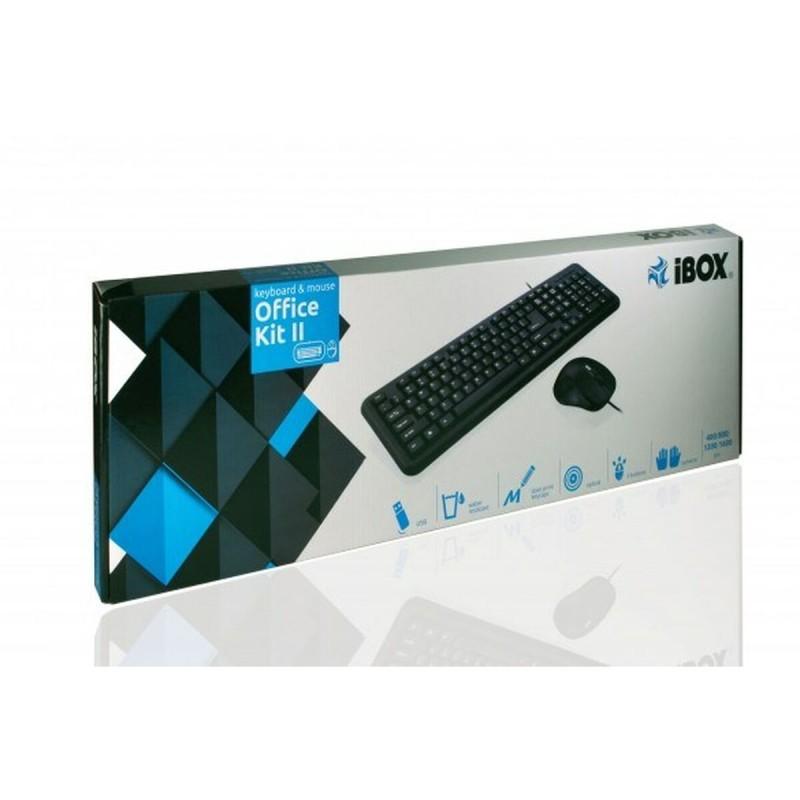 Teclado y Ratón Ibox OFFICE KIT II Negro Monocromo Inglés QWERTY