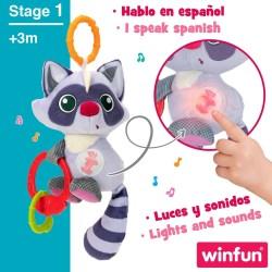 Peluche Sonajero Winfun Mapache 14,5 x 20 x 9,5 cm (6 Unidades)