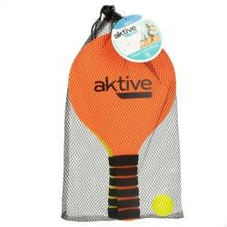 Palas de Playa con Pelota Aktive Amarillo Naranja 18,5 x 32,5 cm (6 Unidades)