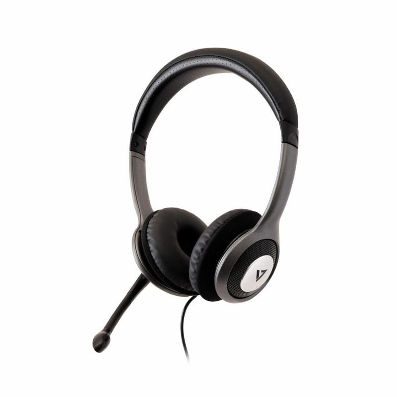 Auriculares con Micrófono V7 HU521 Negro Plateado