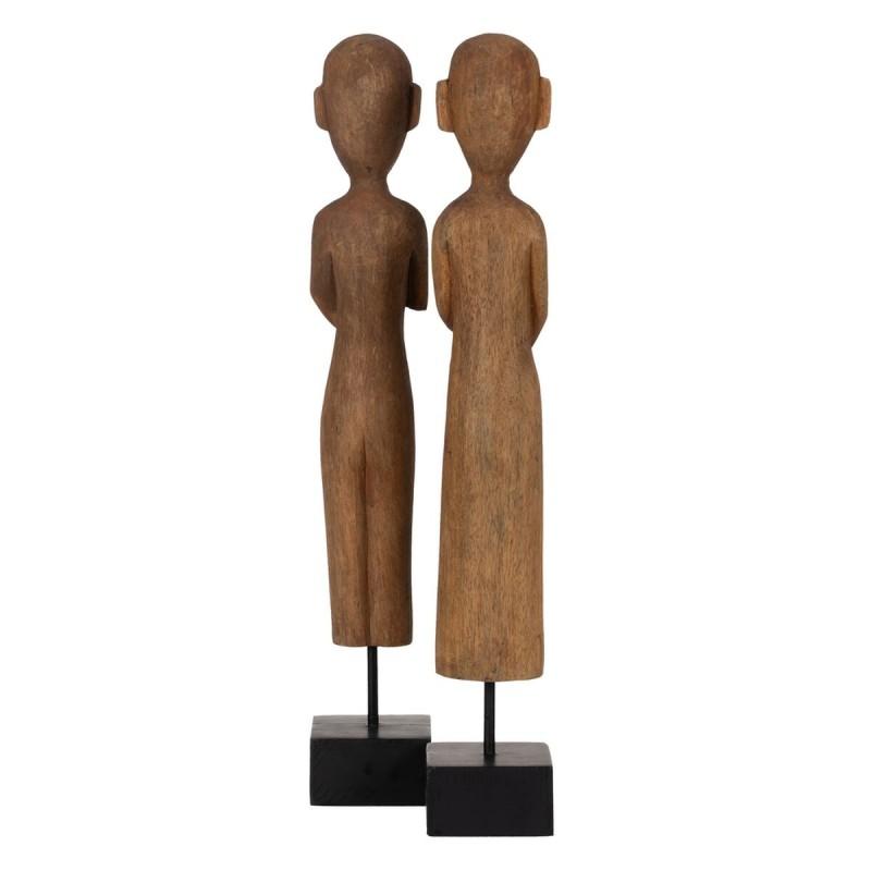 Figura Decorativa Natural Africano 14,5 x 9 x 38,5 cm (2 Unidades)