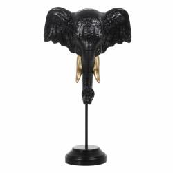 Figura Decorativa Negro Dorado Elefante 20,5 x 14,3 x 35,5 cm