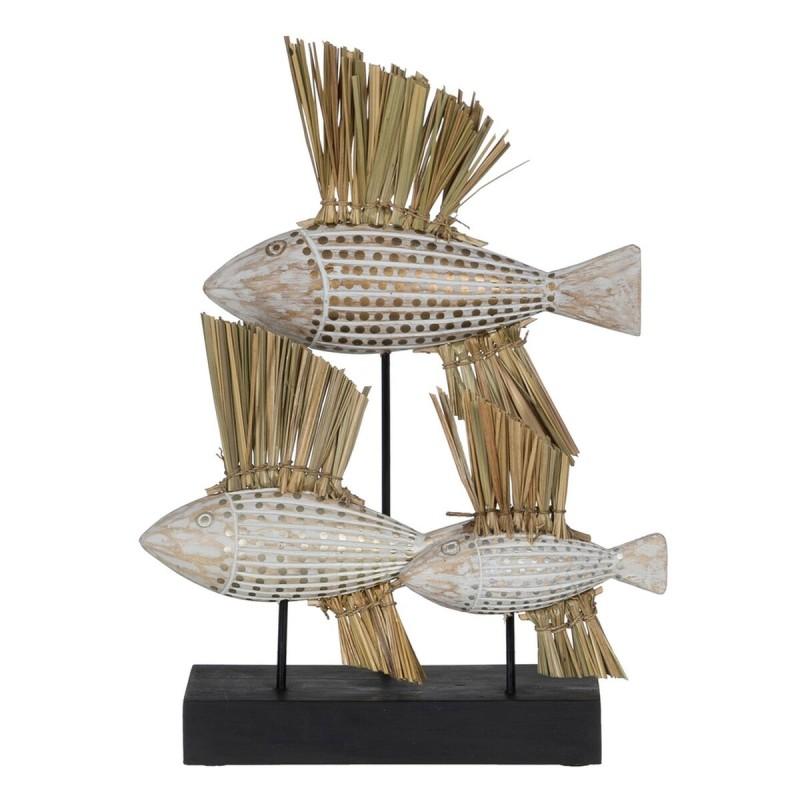 Figura Decorativa Blanco Marrón Natural Peces 30 x 10 x 40 cm