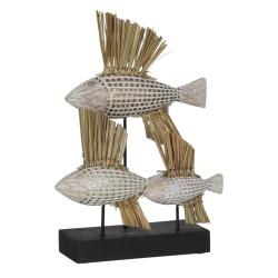 Figura Decorativa Blanco Marrón Natural Peces 30 x 10 x 40 cm