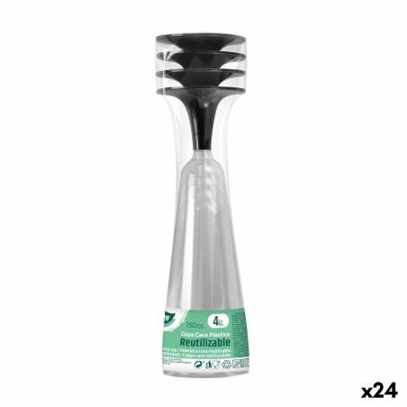 Copas de cava reutilizables Algon Negro 24 Unidades 150 ml (4 Piezas)