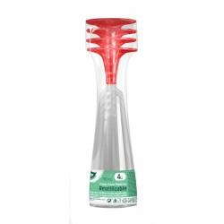 Copas de cava reutilizables Algon Rojo 24 Unidades 150 ml (4 Piezas)