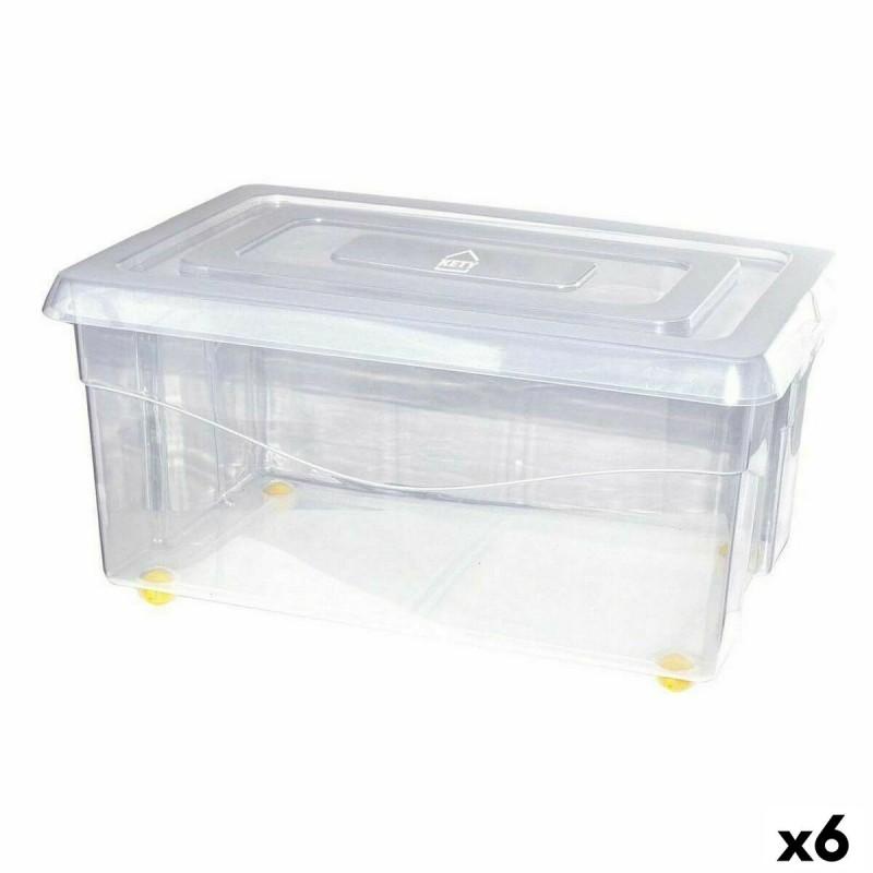 Caja de Almacenamiento con Ruedas Con Tapa Transparente 45 L (6 Unidades)