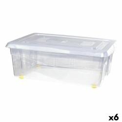 Caja de Almacenamiento con Ruedas Con Tapa Transparente 32 L (6 Unidades)