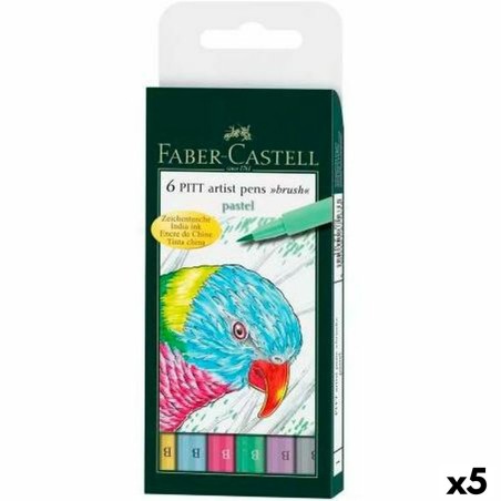 Set de Rotuladores Faber-Castell Pitt Artist Estuche Pastel (5 Unidades)