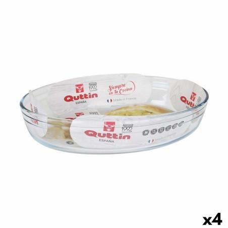 Fuente para Horno Quttin   Transparente 2,2 L Vidrio Ovalado 30,1 x 20,9 x 6,3 cm (4 Unidades)