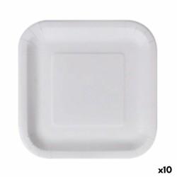 Set de Platos Algon Desechables Blanco Cartón Cuadrado 23 cm (10 Unidades)