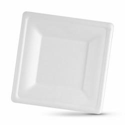 Set de Platos Algon Desechables Blanco Caña de Azúcar Cuadrado 16 cm (24 Unidades)