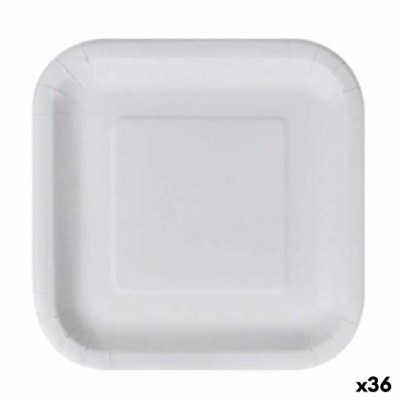 Set de Platos Algon Desechables Blanco Cartón Cuadrado 26 cm (36 Unidades)