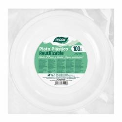 Set de platos reutilizables Algon Redondo Blanco Plástico 25 x 25 x 2,5 cm (6 Unidades)