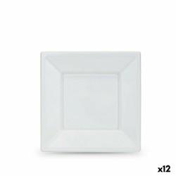 Set de platos reutilizables Algon Blanco Plástico 18 x 18 x 1,5 cm (24 Unidades)