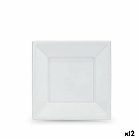 Set de platos reutilizables Algon Blanco Plástico 18 x 18 x 1,5 cm (24 Unidades)