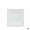 Set de platos reutilizables Algon Blanco Plástico 18 x 18 x 1,5 cm (24 Unidades)