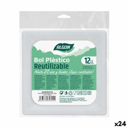 Set de cuencos reutilizables Algon Cuadrado Blanco 250 ml Plástico (24 Unidades)