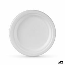 Set de Platos Algon Desechables Blanco Caña de Azúcar 17 cm (12 Unidades)