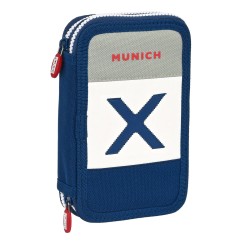 Estuche Escolar con Accesorios Munich College Gris 12.5 x 19.5 x 4 cm (28 piezas)