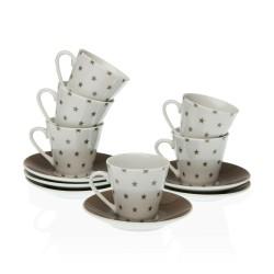 Juego de Tazas con Platos Versa Porcelana Estrellas Café (12 Piezas)