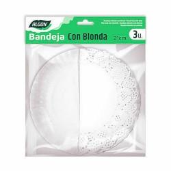 Set de bandejas para Alimentos Algon Redonda Blanco 3 Piezas 21 x 21 x 1 cm (48 Unidades)