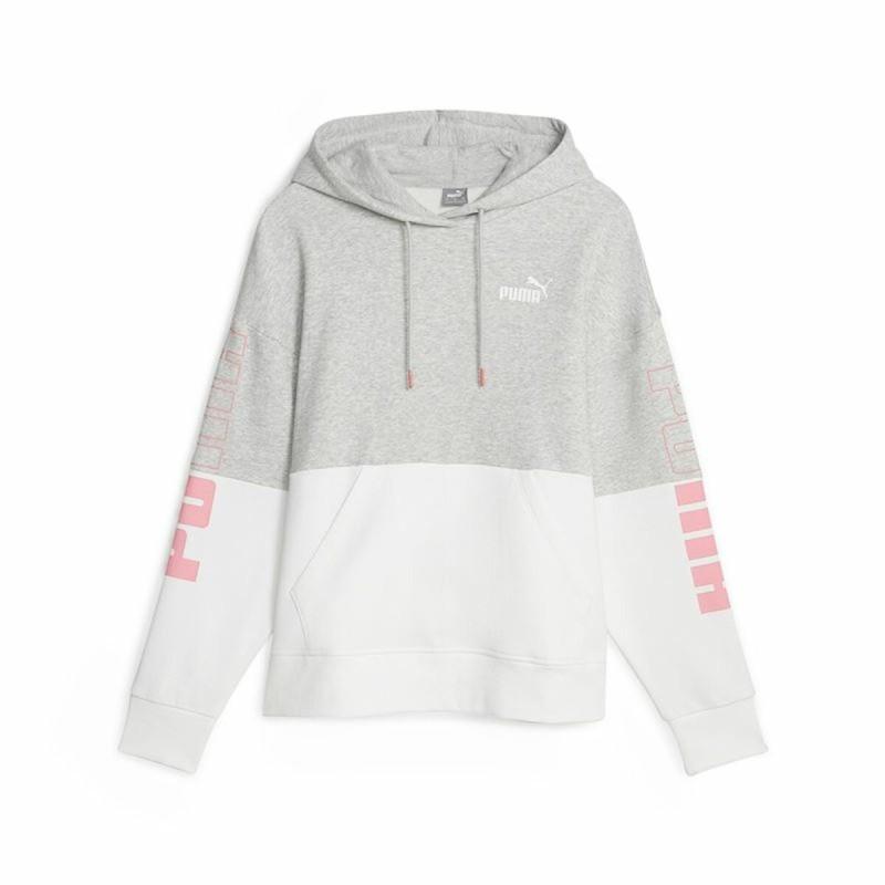 Sudadera con Capucha Mujer Puma Power Colorblock Blanco Gris