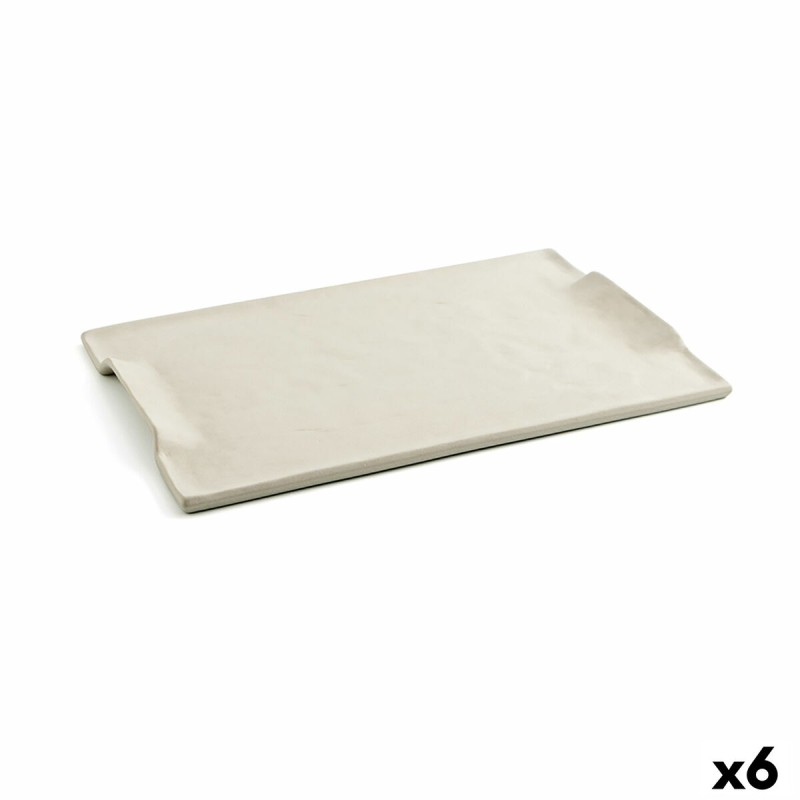 Bandeja de Aperitivos Quid Mineral Gres Beige Cerámica 35 x 23 cm (6 Unidades)