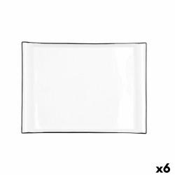Bandeja de Aperitivos Quid Gastro Blanco Negro Cerámica 31 x 23 cm (6 Unidades)