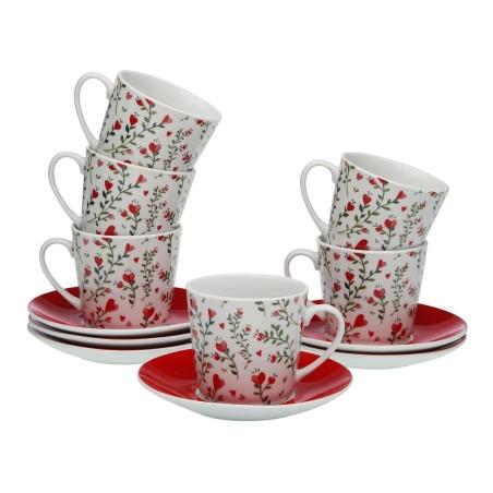 Juego de Tazas de Café Versa Corazones 6 Unidades Porcelana