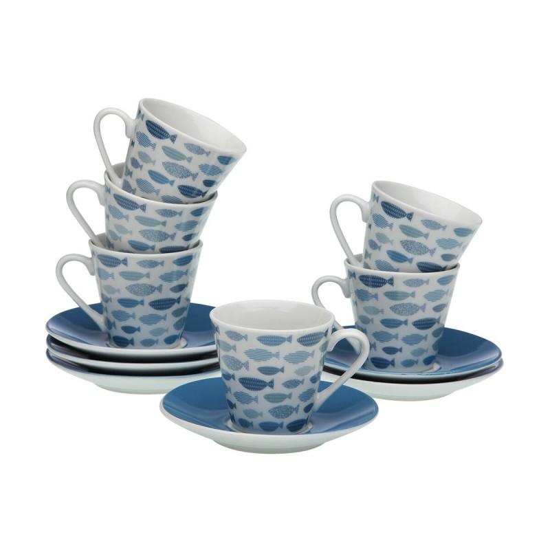 Juego de Tazas de Café Versa Peces Porcelana